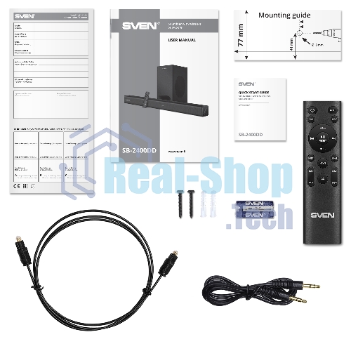 Саундбар SVEN SB-2400DD черный (Dolby Digital Plus, 2х80 + 240 Вт, Bluetooth, ПДУ, USB)
