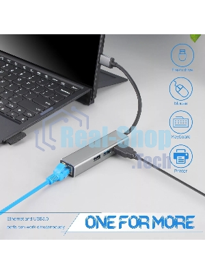 USB-концентратор VCOM DH311A USB Type-C, RJ-45/USB 3.0, USB