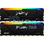 Оперативная память Kingston Fury Beast, DDR4, 64Gb (2x32Gb), 3600MHz, CL18, DIMM, с радиаторами, RGB, черный