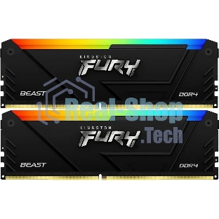 Оперативная память Kingston Fury Beast, DDR4, 64Gb (2x32Gb), 3600MHz, CL18, DIMM, с радиаторами, RGB, черный