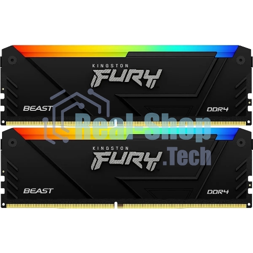 Оперативная память Kingston Fury Beast, DDR4, 64Gb (2x32Gb), 3600MHz, CL18, DIMM, с радиаторами, RGB, черный