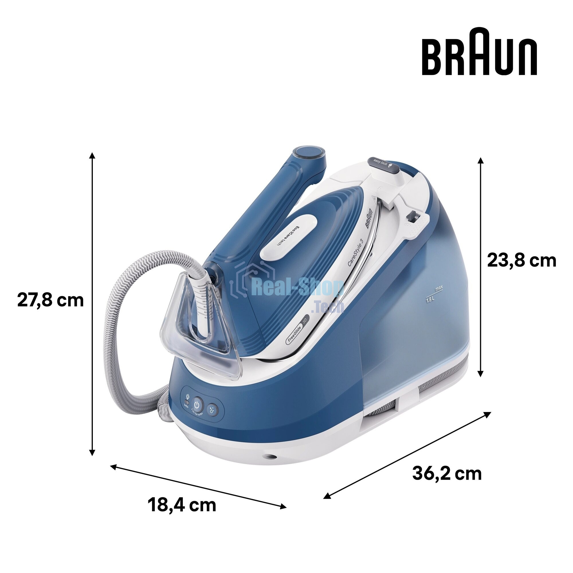 Парогенератор Braun IS3255BL белый/голубой, 2400 Вт, 120 г/мин, 500 г/мин, 1800 мл