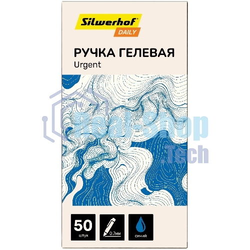 Ручка гелевая Silwerhof Daily Urgent, d=0.7мм, синие чернила, сменный стержень, линия 0.5мм, резиновая манжета