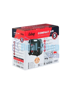 Компрессор FUBAG COMPACT AIR 6412320 ( Ресивер 5 л, Произв-сть 180 л/мин, Давление 10 бар, Мощность 1300 Вт, Напряжение 230/50 В/Гц, Вес 8.4 кг )
