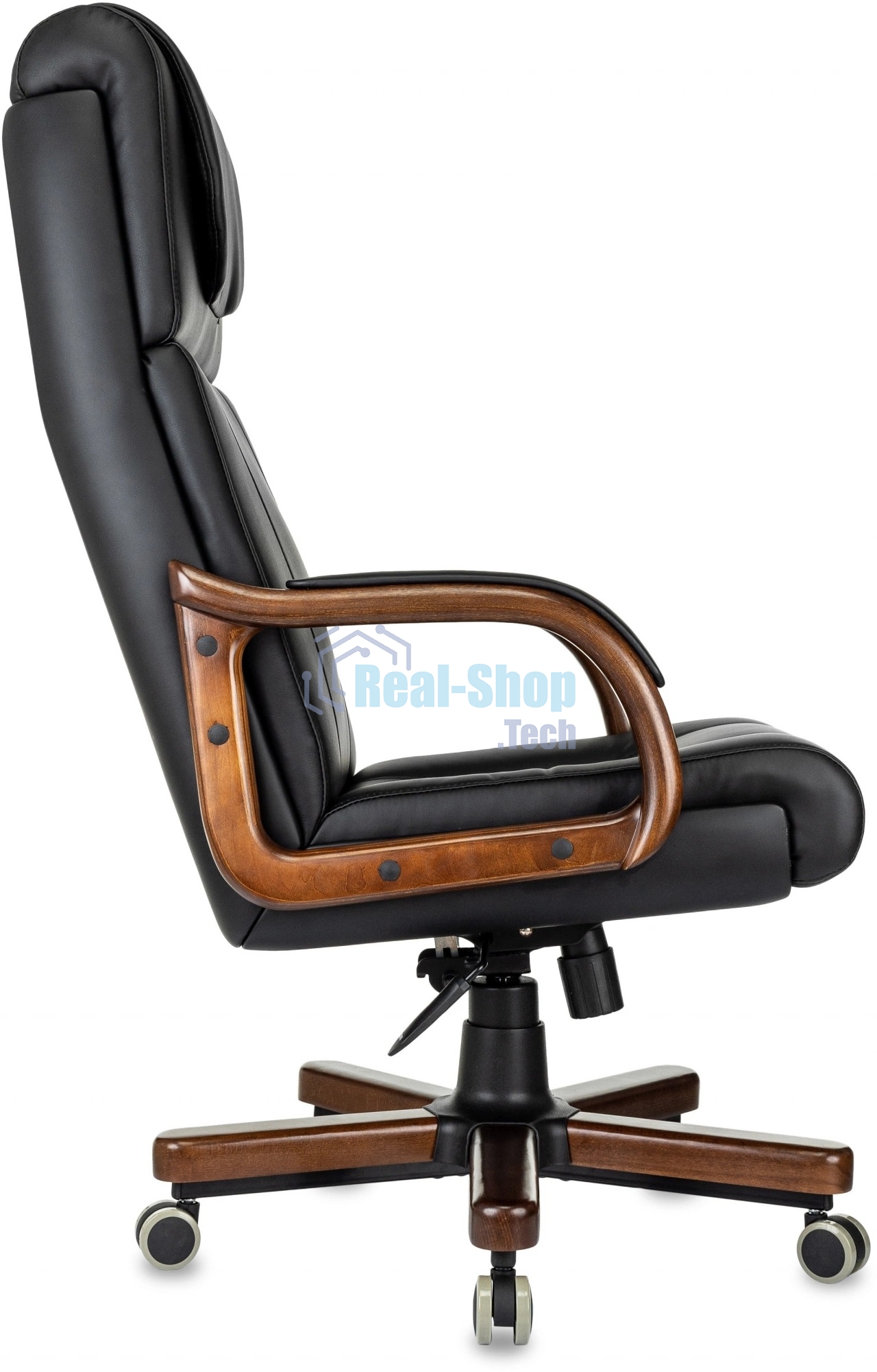 Кресло руководителя Бюрократ T-9933Walnut черный, эко.кожа, крестов. металл/дерево