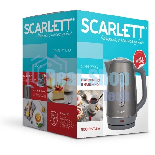 Чайник электрический Scarlett SC-EK21S42 1.8 л, 1800 Вт, графит корпус: пластик