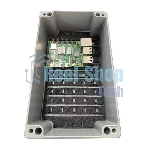Корпус ACD XG387 Metal case IP65, 200x120x80мм, металлический, 3 отверстия (28 + 28 + 23мм) с резиновыми заглушками, серебристый, совместим с Raspberry Pi 3B, 3B+, 4, Orange Pi