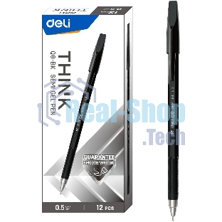 Набор ручек шариковых Deli Think EQ8-BK, черные чернила (12шт), линия 0.5мм