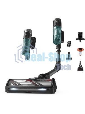Пылесос вертикальный Tefal X-Force Flex TY9L42WO серый/зеленый, питание от аккумулятора, 150 Вт, уборка сухая, пылесборник 0.65 л