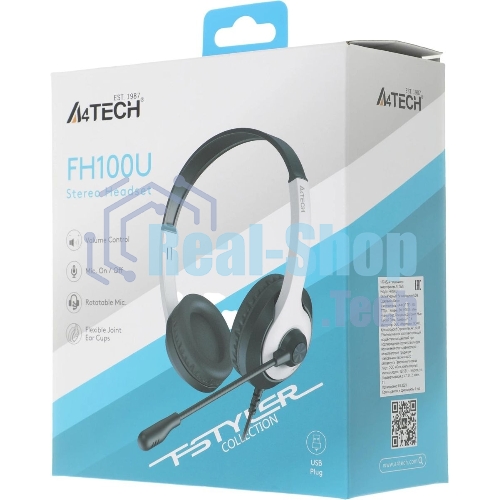 Гарнитура A4Tech Fstyler FH100U белый/черный, проводная