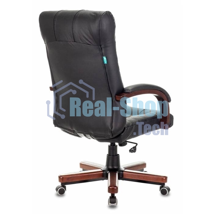 Кресло Бюрократ KB-10WALNUT/B/LEATH черный, кожа