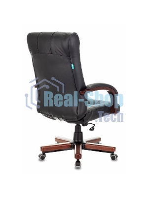 Кресло Бюрократ KB-10WALNUT/B/LEATH черный, кожа