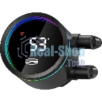 Система охлаждения PCCooler DA360 Pro ARGb Digital BK (300W, 360мм, LED temp., Black, ARGb/Fans: 3x120мм, 75.8CFM, 33.7dBA, 2200RPM/Pump height 57мм, 28dBA, 3000RPM, Rad thickness 27мм/S: 1851, 1700, 1200, 20XX, 115X, AM5, AM4)