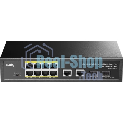 Коммутатор Cudy GS1010PS2, 8×1 Гбит/с, 2×1 Гбит/с Combo (RJ-45/SFP), 2×1 Гбит/с SFP