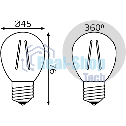 Лампа светодиодная филаментная Gauss Filament 8Вт цок.: E27 шар св. свеч. бел. нейт. (упак.: 10 шт)
