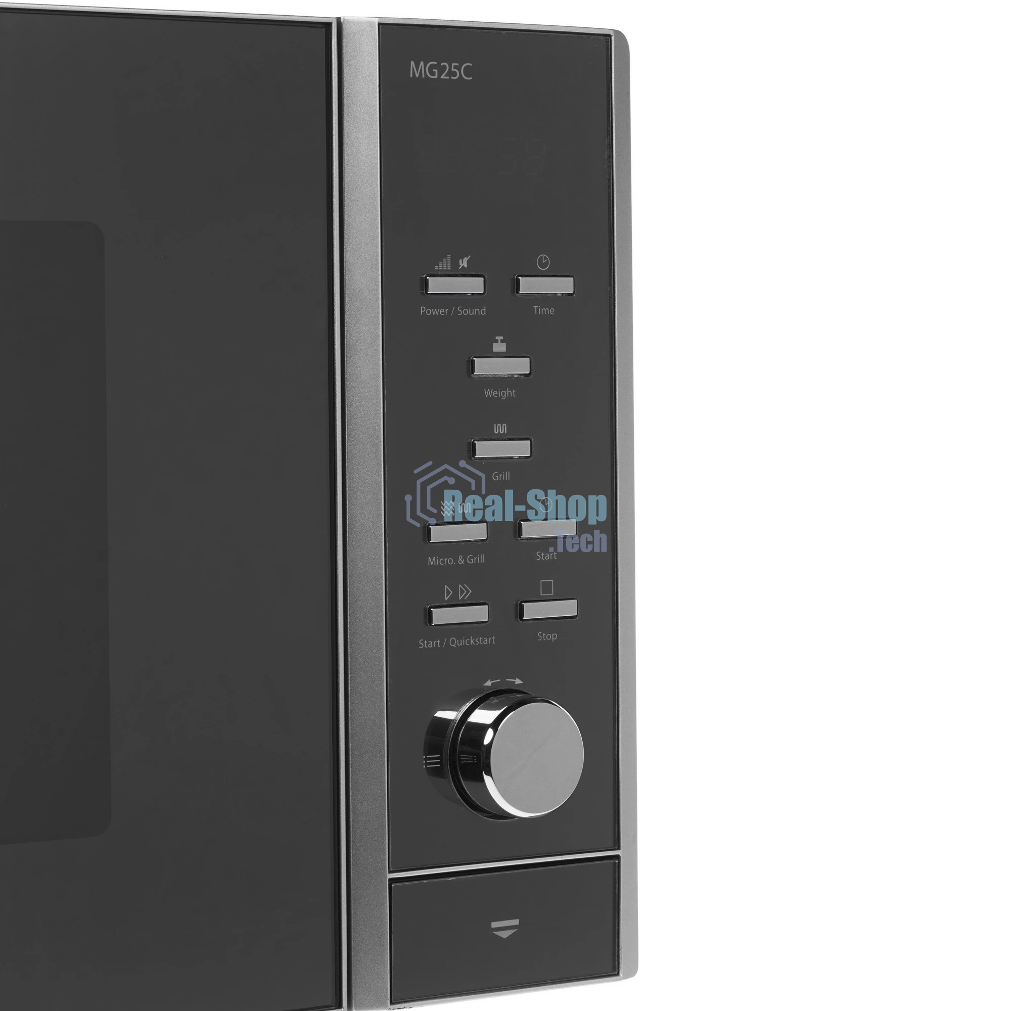 Микроволновая печь CASO MG 25 Ceramic Menu серебристый/черный, 25 л, 900 Вт, переключатели - кнопки, поворотный механизм