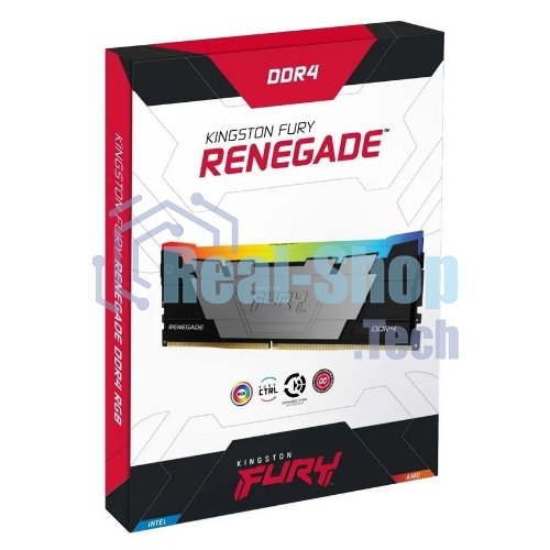 Оперативная память Kingston Fury Renegade, DDR4, 128Gb (4x32Gb), 3600MHz, CL18, DIMM, радиатор, RGB, черный/серебристый