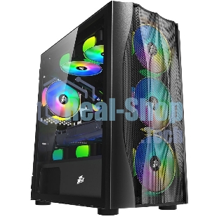 Компьютерный корпус 1STPLAYER FIREBASE X3-M Black, mATX, TG, 4x120мм LED fans inc.