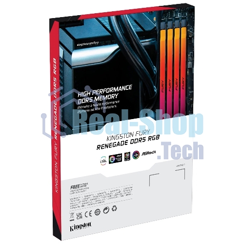 Оперативная память Kingston Fury Renegade, DDR5, 16Gb (1x16Gb), 7200MHz, CL38, DIMM, радиатор, RGB, черный