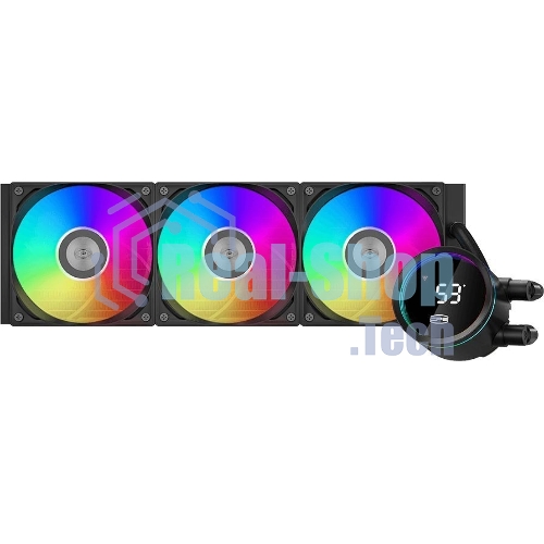 Система охлаждения PCCooler DA360 Pro ARGb Digital BK (300W, 360мм, LED temp., Black, ARGb/Fans: 3x120мм, 75.8CFM, 33.7dBA, 2200RPM/Pump height 57мм, 28dBA, 3000RPM, Rad thickness 27мм/S: 1851, 1700, 1200, 20XX, 115X, AM5, AM4)