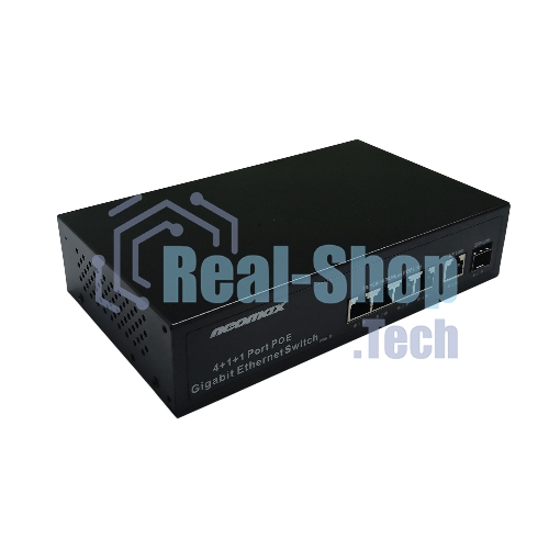 Коммутатор неуправляемый NEOMAX NMS-106PoE-1000-S, 6 портов 1000 Mbps, 4xPoE + 1xSFP, металл