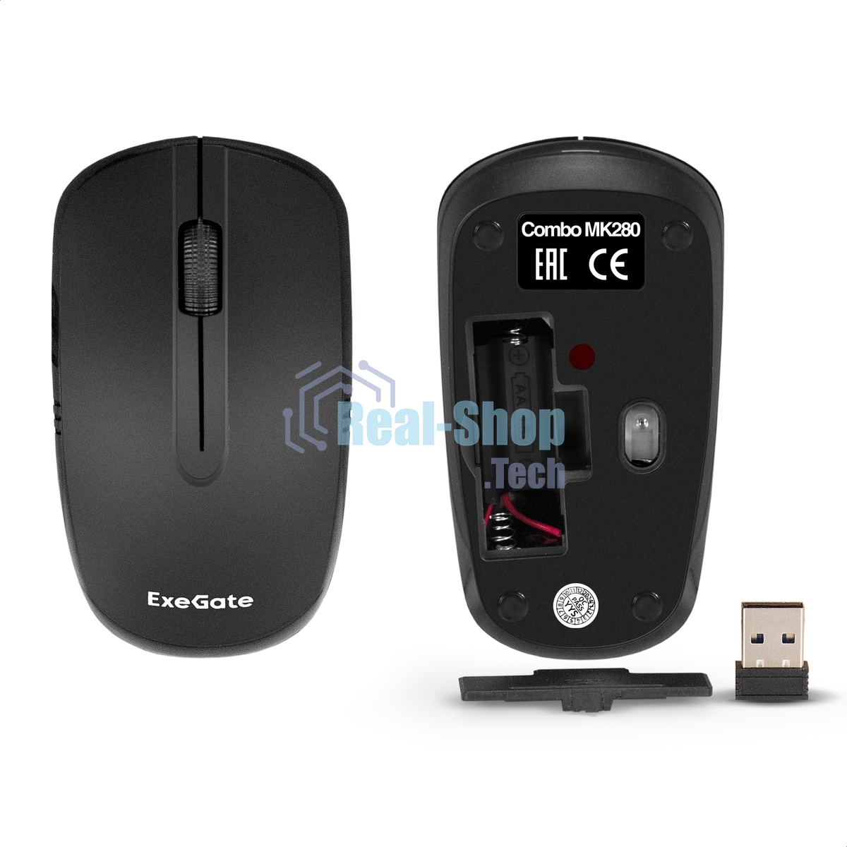 Комплект клавиатура+мышь ExeGate MK280 беспроводной, USB, 1000 DPI, чёрный
