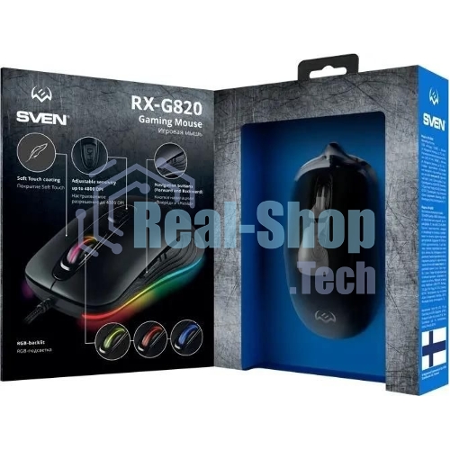 Мышь проводная SVEN RX-G820 черный, 4800 dpi, USB, кнопки - 6