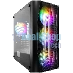 Компьютерный корпус 1STPLAYER FIREBASE X3-M Black, mATX, TG, 4x120мм LED fans inc.