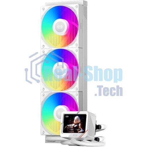 Система охлаждения PCCooler GT360 ARGb Display WH (310W, 360мм, LED temp., белый, ARGb/Fans: 3x120мм, 99CFM, 41.5dBA, 3000RPM/Pump 15dBA, 2600RPM, Rad thickness 27мм/S: 1851, 1700, 1200, 115X, AM5, AM4)