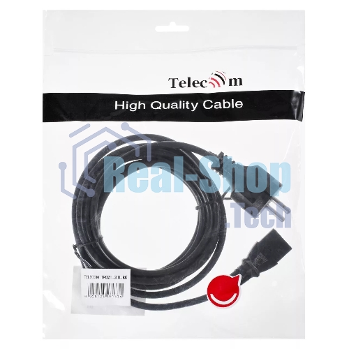 Кабель компьютер - розетка 3 м 220V (Европейский стандарт) VCOM/TELECOM