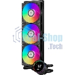 Система охлаждения PCCooler DA360 Pro ARGb Digital BK (300W, 360мм, LED temp., Black, ARGb/Fans: 3x120мм, 75.8CFM, 33.7dBA, 2200RPM/Pump height 57мм, 28dBA, 3000RPM, Rad thickness 27мм/S: 1851, 1700, 1200, 20XX, 115X, AM5, AM4)