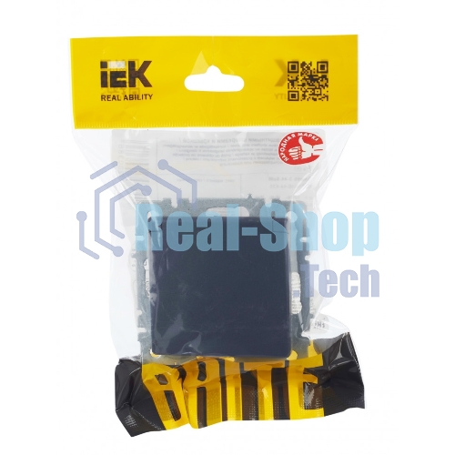 Розетка 1-местная IEK BRITE РСбш10-3-44-БрМ с заземлением, с защитными шторками и крышкой, 16А, IP44, маренго