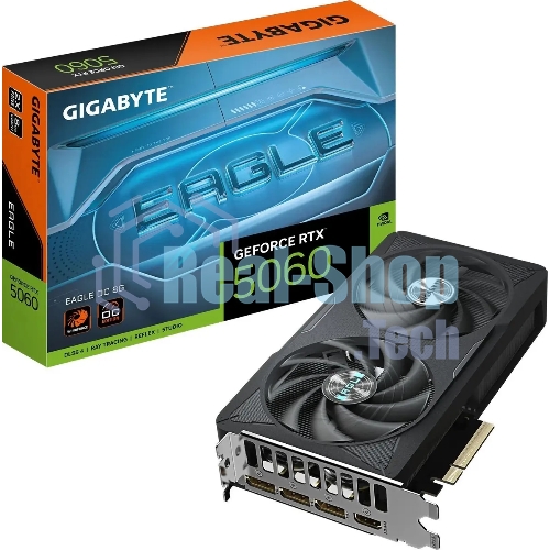 Видеокарта Gigabyte GV-N5060EAGLE OC-8GD 1.0, NVIDIA GeForce RTX 5060, 8 ГБ GDDR7, 128 бит, PCI-e 5.0, 1xHDMI, 3xDP