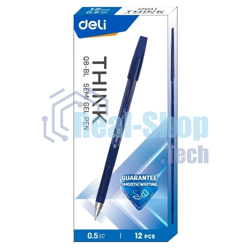 Набор ручек шариковых Deli Think EQ8-BL синий, d=0.5мм, синие чернила (12шт)