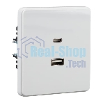 Розетка Kranz ROUND USB-A+Type-C 3А с функцией быстрой зарядки перламутр