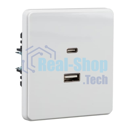 Розетка Kranz ROUND USB-A+Type-C 3А с функцией быстрой зарядки перламутр