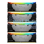Оперативная память Kingston Fury Renegade, DDR4, 128Gb (4x32Gb), 3600MHz, CL18, DIMM, радиатор, RGB, черный/серебристый
