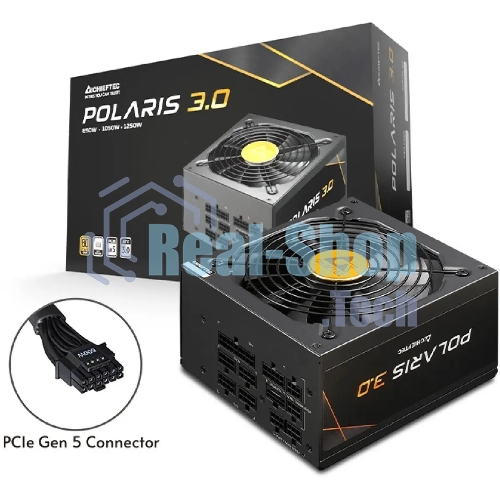 Блок питания Chieftec Polaris 3.0 PPS-1050FC-A3, 1050Вт, 80 PLUS Gold, 135мм, модульный, черный