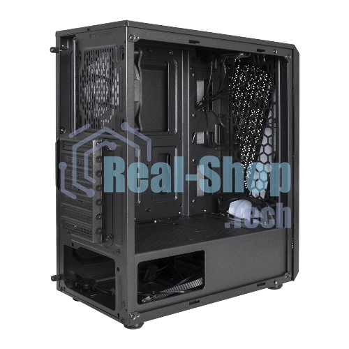 Компьютерный корпус Miditower ExeGate EVO-8225-EVO800 (ATX, БП EVO800RGb с вент. 12см, 2хUSB+1хUSB 3.0, черный, 2 вент. с RGb подсветкой и полоса на передней панели, боковая панель - закаленное стекло)