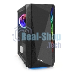 Компьютерный корпус Minitower ExeGate Mistery R2-NPX500 (mATX, БП 500NPX с вент. 12 см, 2*USB+1*USB 3.0, аудио, черный, 1 вент. 12см с RGb подсветкой и полоса на передней панели, боковая панель - закаленное стекло)