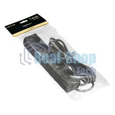 Удлинитель ExeGate ECE-5-5B (EX285825RUS), черный, 5 м, евровилка с заземлением, 5 евророзеток с заземлением, 2200 Вт