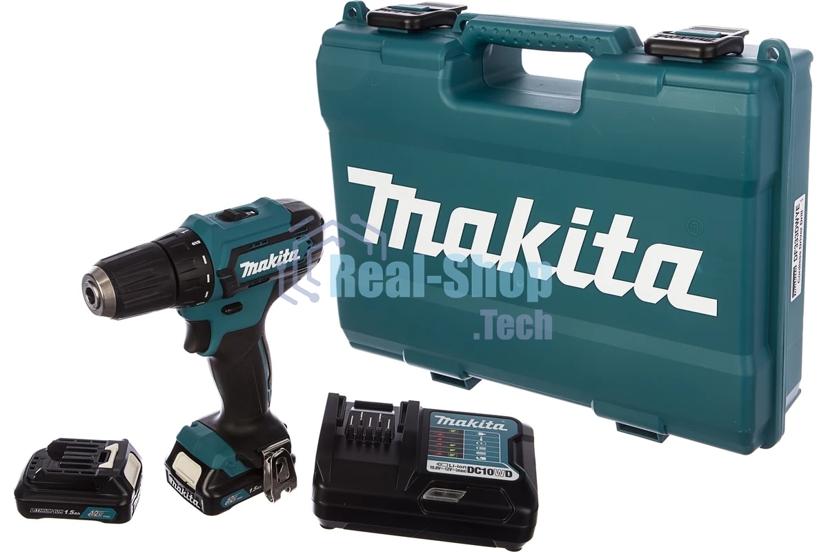 Дрель-шуруповерт Makita DF333DWYE, 12 В, 1.5 Ач, 30 Нм, щеточный