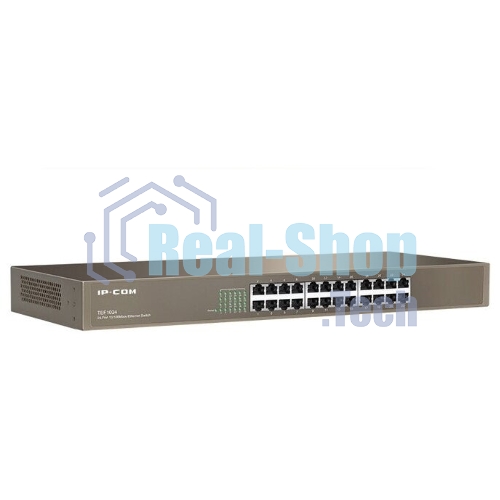 Коммутатор неуправляемый IP-COM F1024 24 порта, 24x100 Мбит/с, установка в стойку, металлический корпус