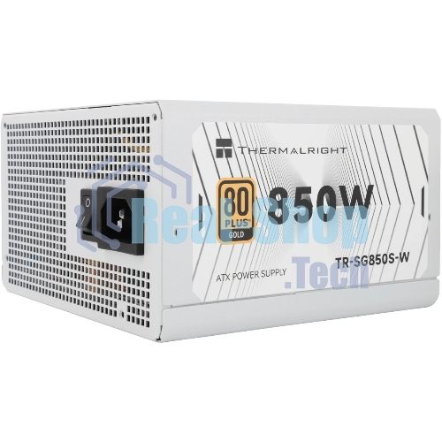 Блок питания Thermalright, 850W 80+ Gold (ATX, 3.1, PCIe 5.1, Non-modular, 1x24(20+4)pin, 1xCPU 8(4+4)pin, 2xPCIe*2 8(6+2)pin, 5xSATA3, 1x12+4pin (12VHPWR PCIe 5.1 12+4pin 600mm), 3xMOLEX4pin, Active, 120x120мм, 150x140x86mm, APFC, white)