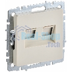 Розетка компьютерная двойная IEK BRITE РК10-2-БрКр (BR-K20-1-K10) СП RJ45 кат.5E бежевый