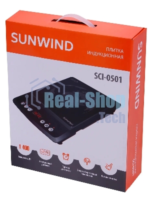 Плита настольная электрическая SunWind SCI-0501 чёрный, 1.4 кВт, индукция, конфорки - 1, стеклокерамика, сенсор