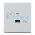 Розетка Kranz ROUND USB-A+Type-C 3А с функцией быстрой зарядки перламутр