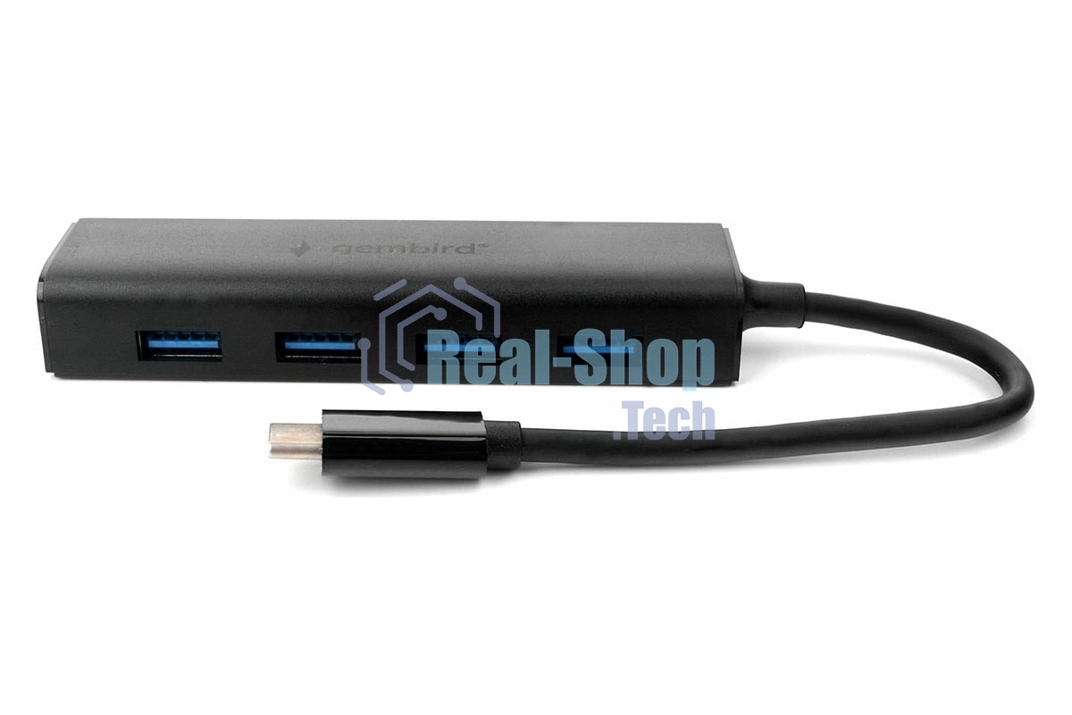 USB-концентратор Gembird UHB-C364, USB 3.0, USB 4 порта, USB Type-C / с доп питанием