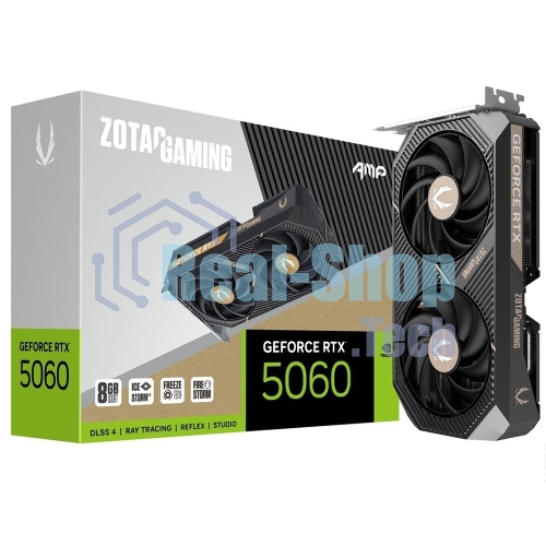 Видеокарта Zotac RTX 5060 AMP 8Gb GDDR7 128bit 3xDP HDMI 2FAN MEDIUM PACK