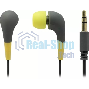 Внутриканальные наушники Smartbuy Curve, soft-touch, сменные насадки, желт/серые